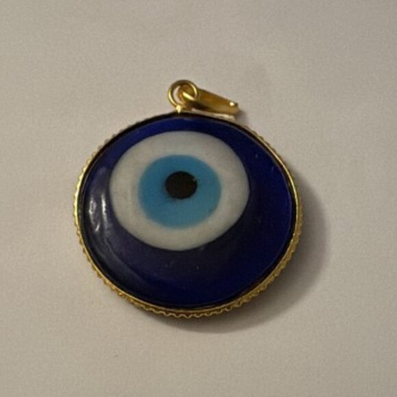 Evil Eye Charm,  Round Blue Eye Pendant - Picture 3 of 3
